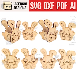 Osterhasenkorb Set 3 (4 Stile, 2 Größen) - Laser Cut Dateien - SVG+DXF+PDF - Glowforge Dateien - Sofortiger Download - Ostergeschenk Box