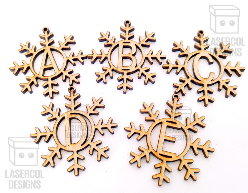 Download Monogram Snowflake Christmas Ornament Laser Cut Files | Etsy