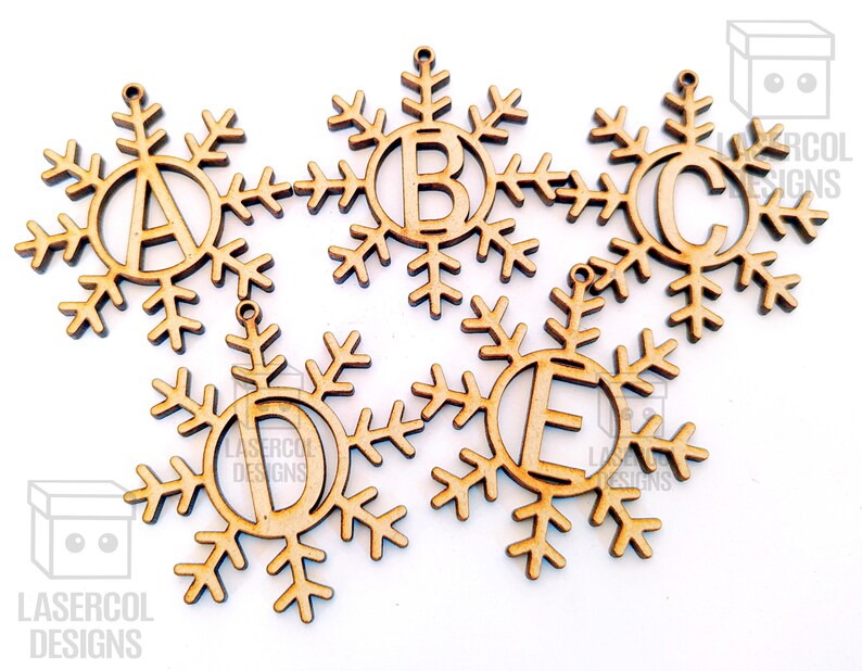 Download Monogram Snowflake Christmas Ornament Laser Cut Files | Etsy