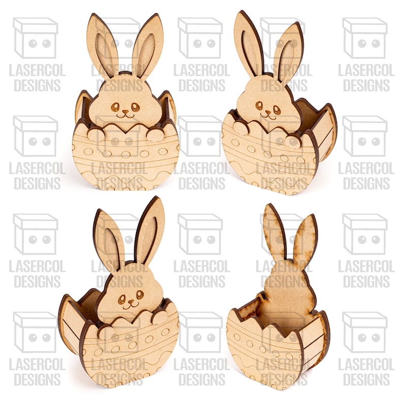 Easter Bunny Egg Basket 5 Styles Laser Cut Files Glowforge Files SVGDXFPDFAi Instant Download Easter Gift Box image 5