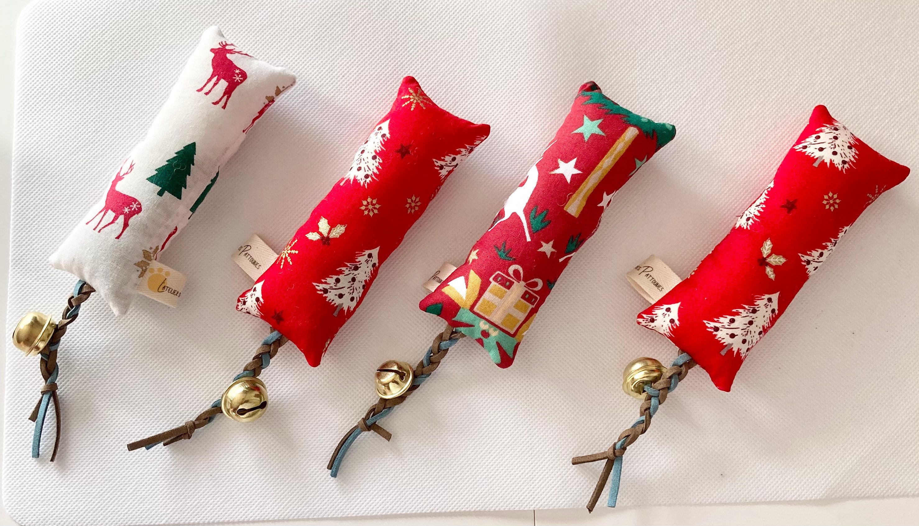 Noël Jouet Chat Tissus Cuir Grelot