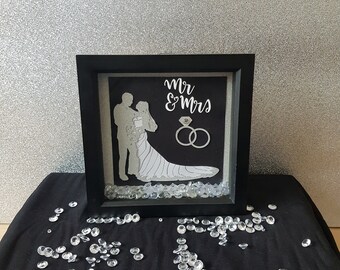 Personalised Wedding Frame - Wedding cake - save the last dance - wedding dance - sparkles - Mr and Mrs Gift - Box Frame