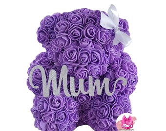 15cm Rose Bear, Keepsake flower bear, Small Rose Bear