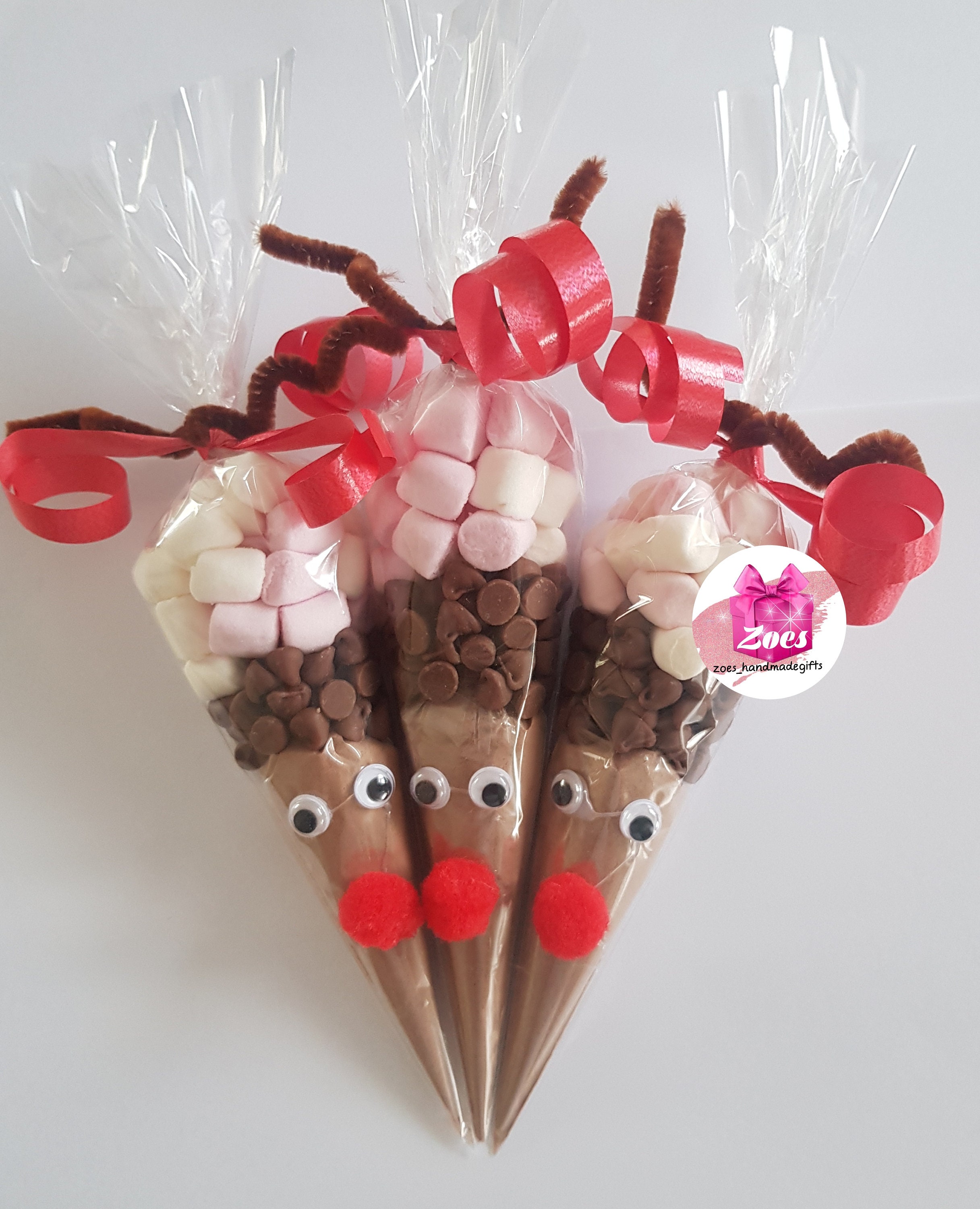 Cornets décorés 'Chocolat Chaud' de Noël