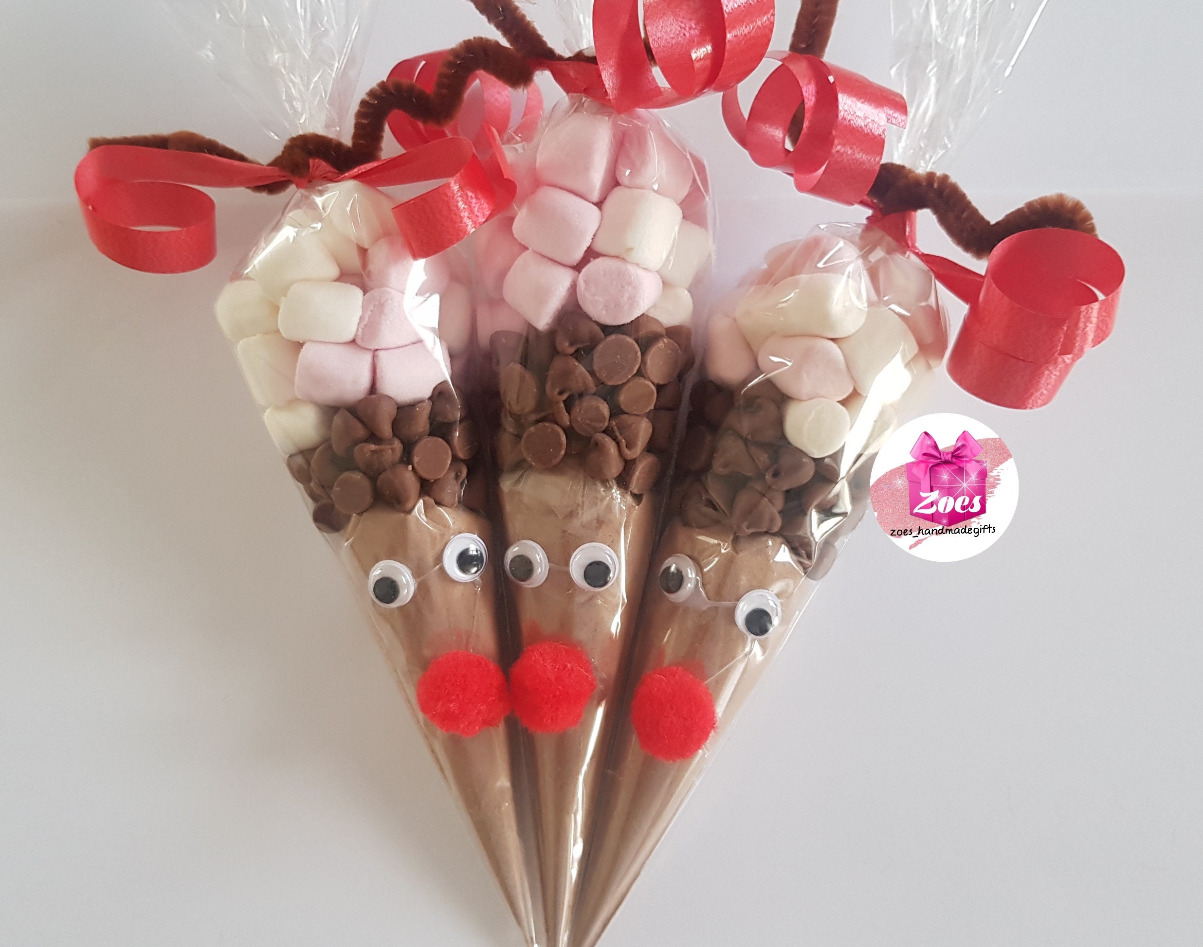 Valentines Day Gift Idea. Hot Chocolate Cone. Heart Shaped Marshmallows.  Fun Winter Food. Snow Day Treats. Red Bow. Classmate Cards -  Norway
