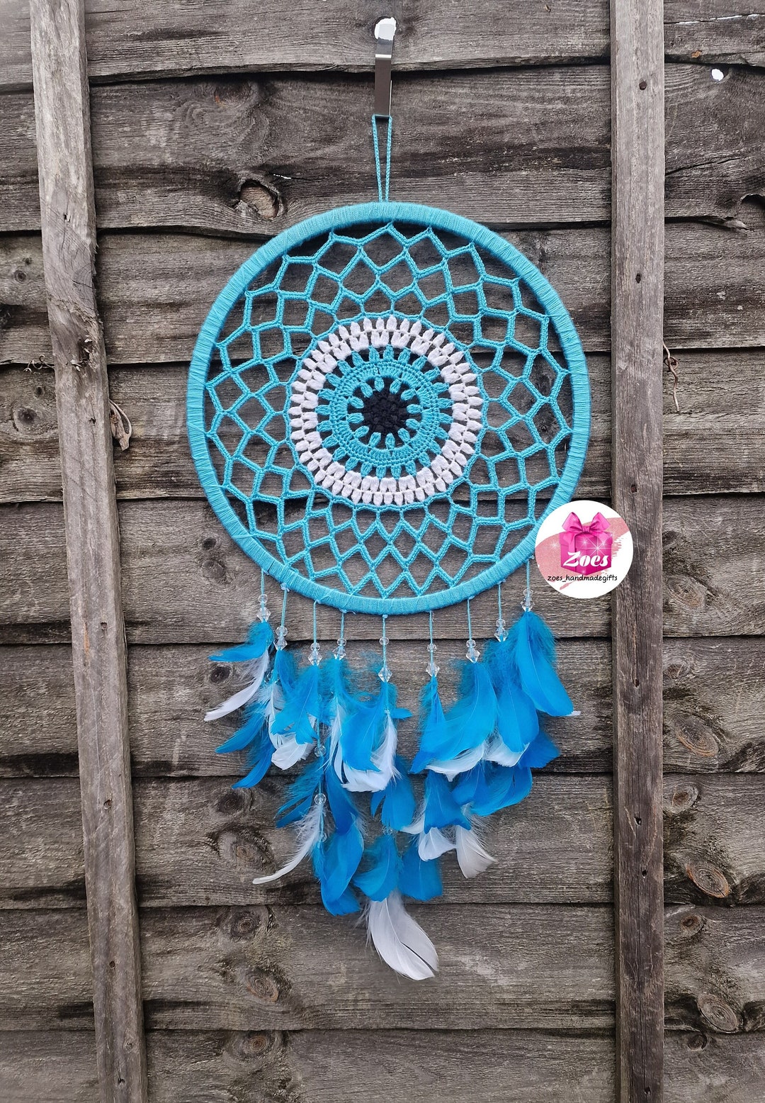 Evil Eye Dream Catcher: Turquoise Feather Wall Decor - Etsy