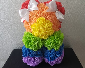 Rainbow Rose Bear with Eternal Beauty - Perfect LGBT Pride Gift