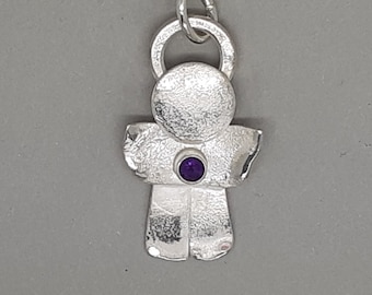 Petit Ange d’argent de gardien avec l’améthyste de 3mm