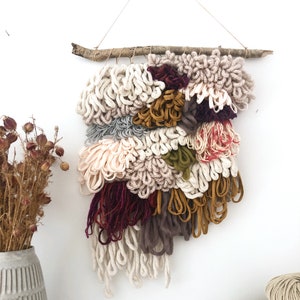 Tentures murales tissées, art mural original fait à la main, art en fibre en boucle, art mural coloré