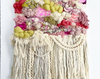 Colorido colgante de pared, gran tejido hecho a mano