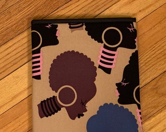 Afro Silhouette Book Sleeve (Copper Background) | Padded Book Cover | E-reader Cover