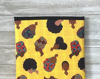 Afros & Headwraps on Yellow Book Sleeve, Kindle Sleeve, Kindle Paperwhite Cover, E-reader Case