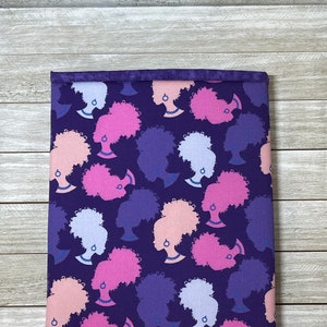 High Afro Puff (Purple) Book Sleeve | Padded Book Sleeve | E-reader Sleeve