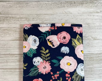 Floral On Navy Blue Book Sleeve | Padded Book Sleeve| Kindle Sleeve | E-reader Cover