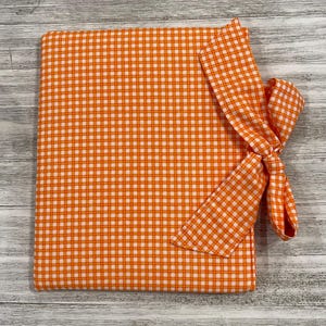 Orange Gingham Book Sleeve with Bow: Padded Tablet Cover