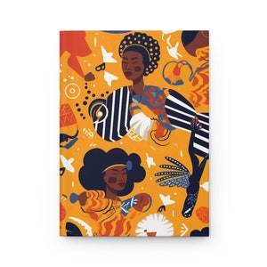 Schöne schwarze Frauen orange Hintergrund Notizbuch Bild 2