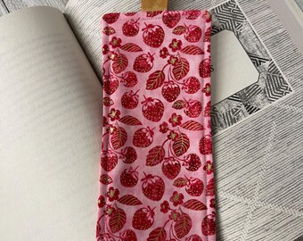 Strawberry Fabric Handmade Bookmark