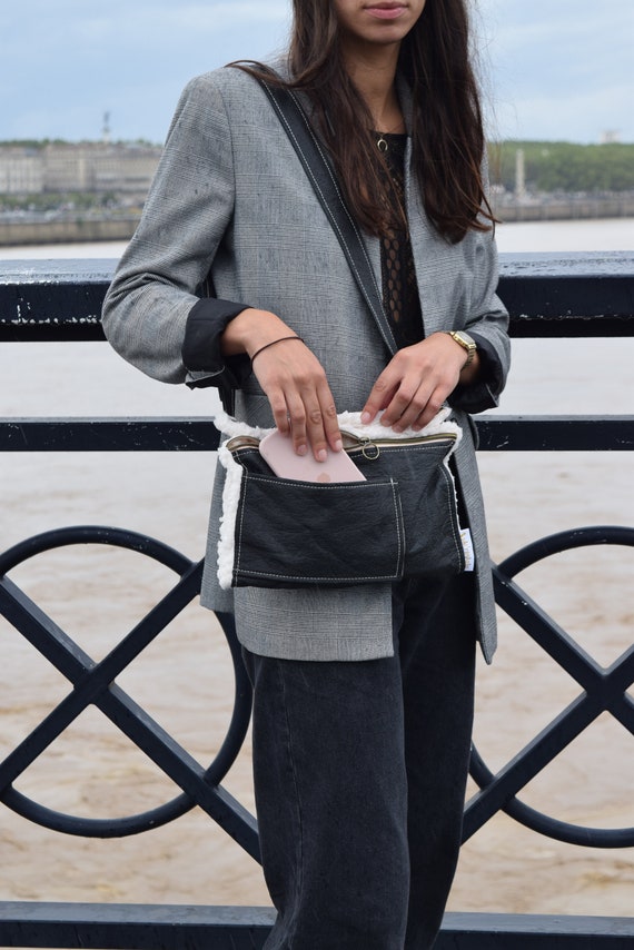 Pineapple Leather Bag the Pinatex Black Color Etsy Canada