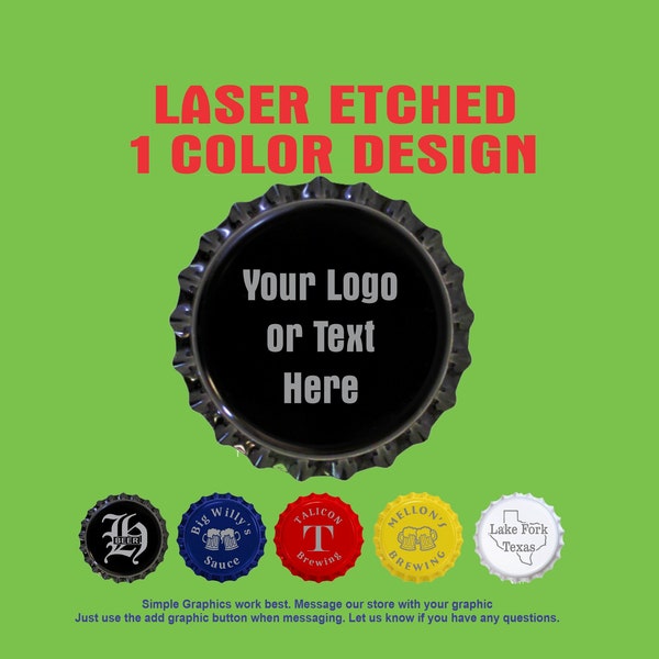 Personalized Custom With Your Logo or Text Home Brew Soda Bottle Caps / Crowns/ Uncrimped/ Quantity 50-100-250 / 5 Colors