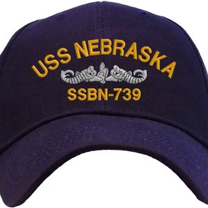 USS Nebraska SSBN-739 Embroidered Baseball Cap | Great Gift for Veteran, Active Duty | Available in 3 Colors