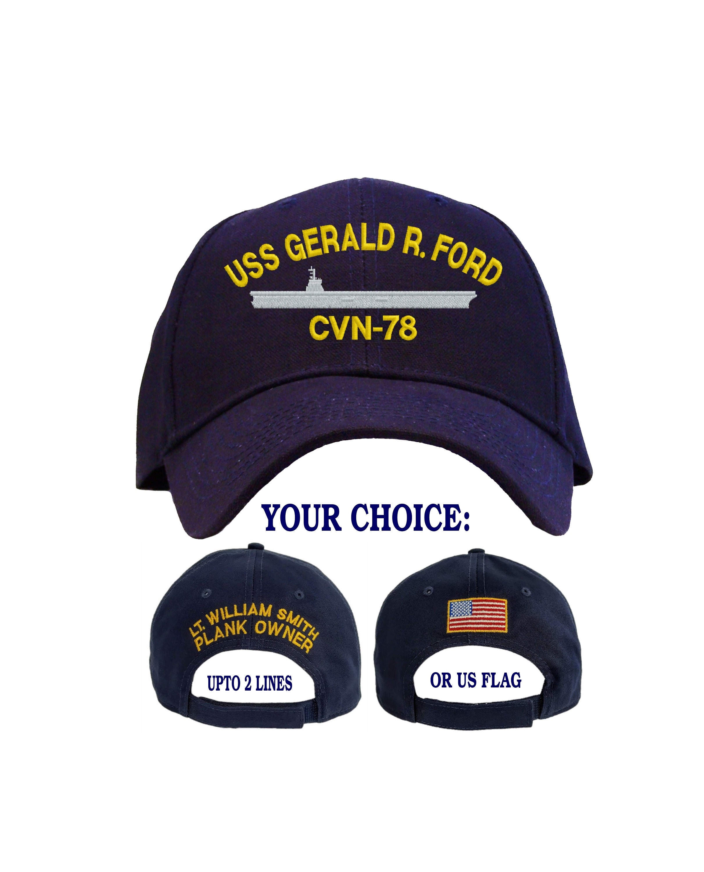 Personalized USS Gerald R Ford CVN-78 Embroidered Baseball Cap
