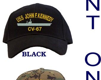 USS John F. Kennedy CV-67 Navy Blue Baseball Cap - Embroidered Military Patch Hat