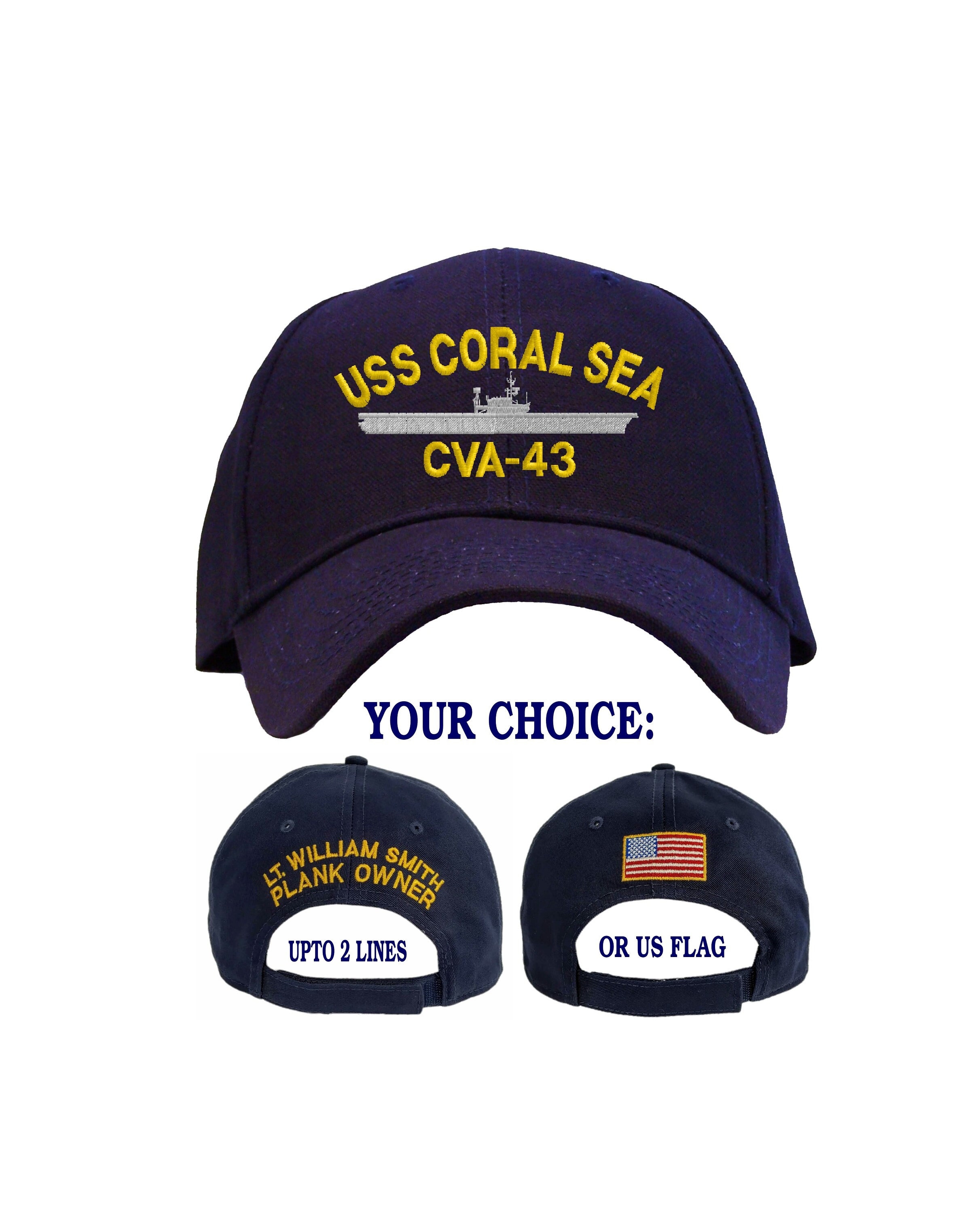 90s vintage デッドストック USS CORAL SEA キャップ USS Coral Sea CV-43 U.S. Made Cap