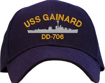 Gorra de béisbol bordada del USS Gainard DD-706 / Excelente regalo para veteranos y militares en servicio activo / Disponible en 3 colores