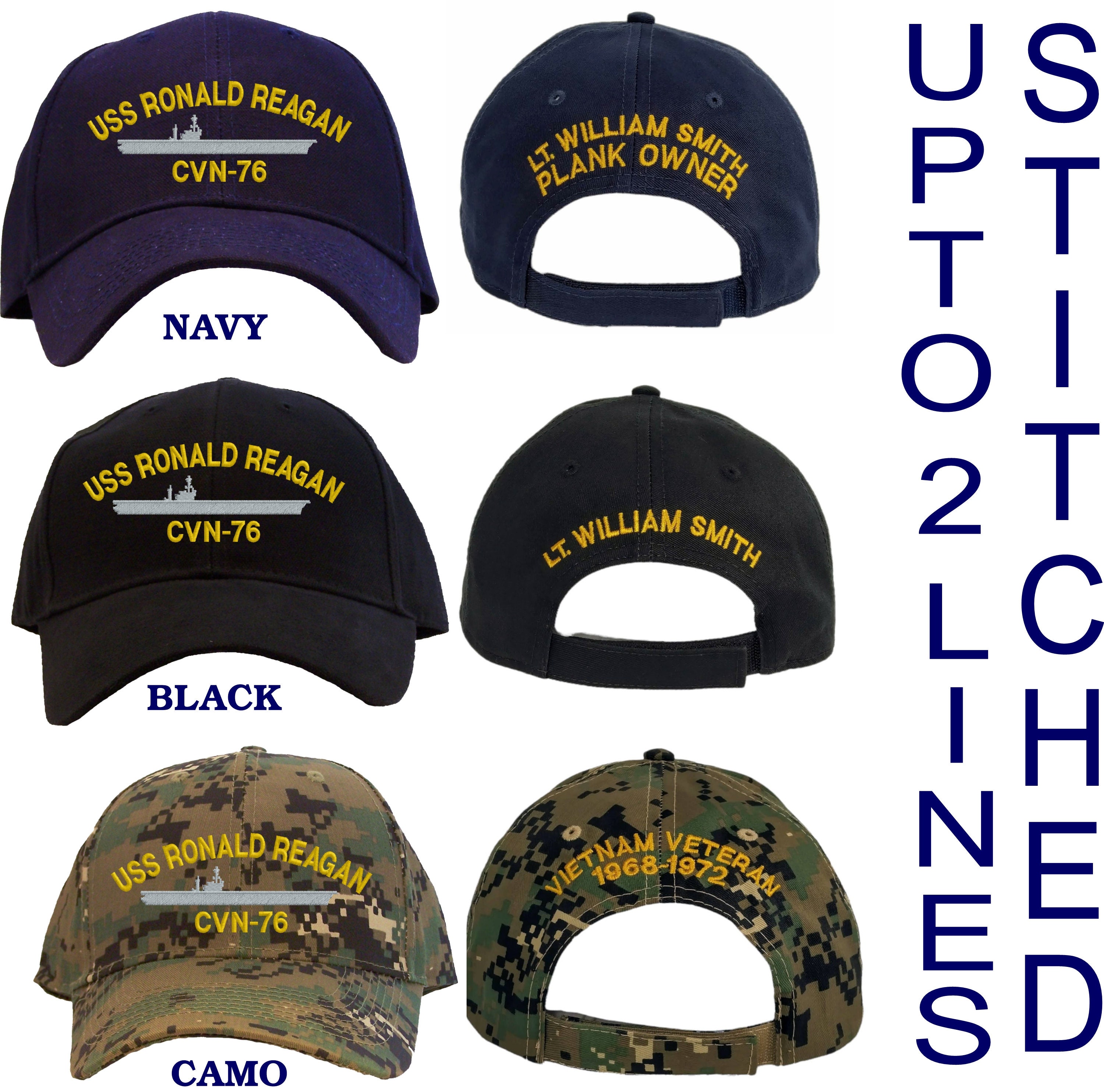 Personalized USS Ronald Reagan CVN-76 Embroidered Baseball