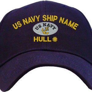 Gorra de béisbol bordada personalizada del buque de guerra USS con el nombre de su elección/Veterano/Servicio activo