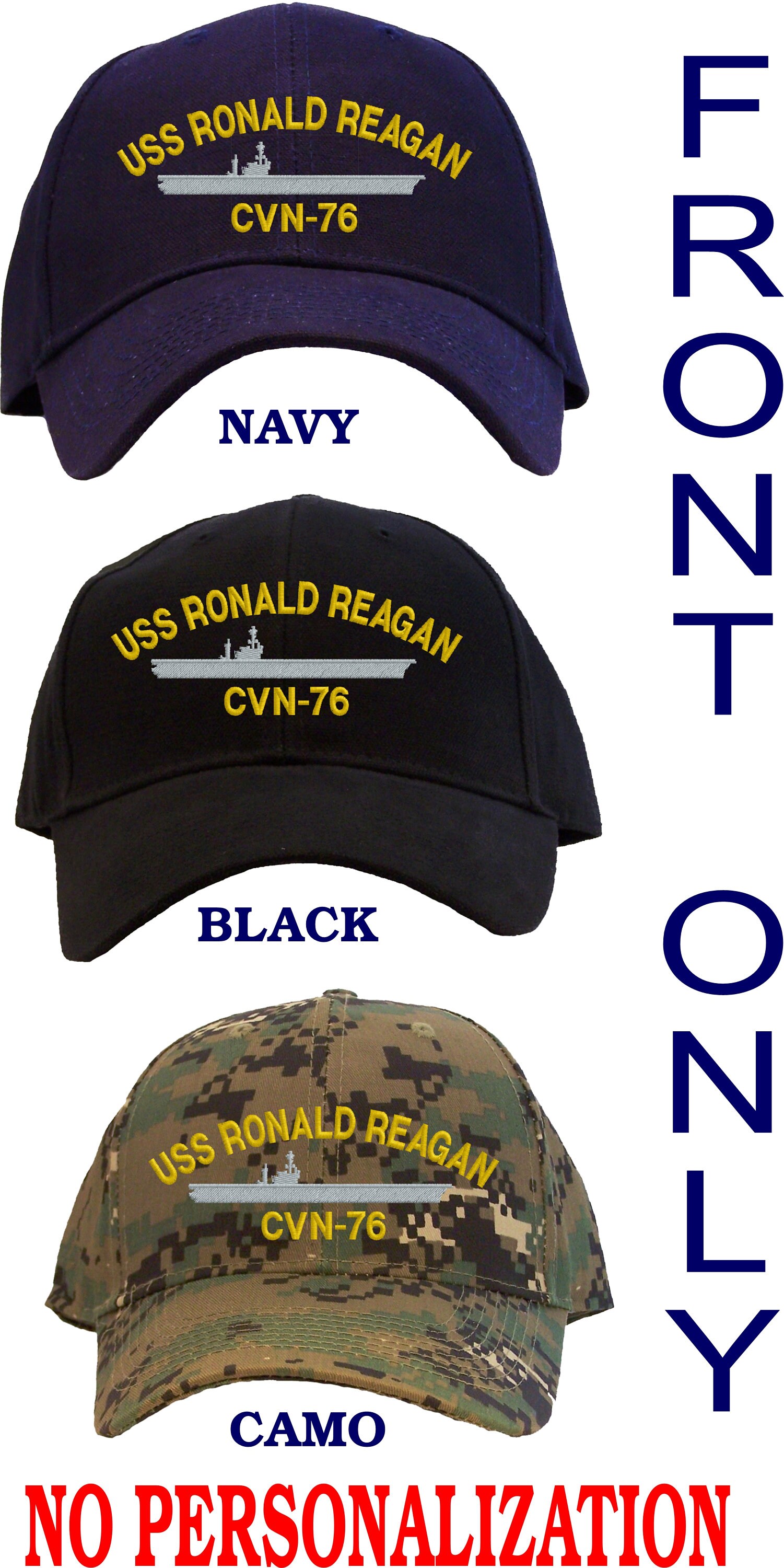 Personalized USS Ronald Reagan CVN-76 Embroidered Baseball