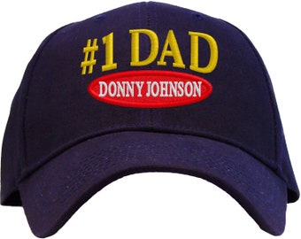 Personalized #1 Dad Baseball Cap Embroidered/Best Dad/ Name on Cap / Fathers Day Gift