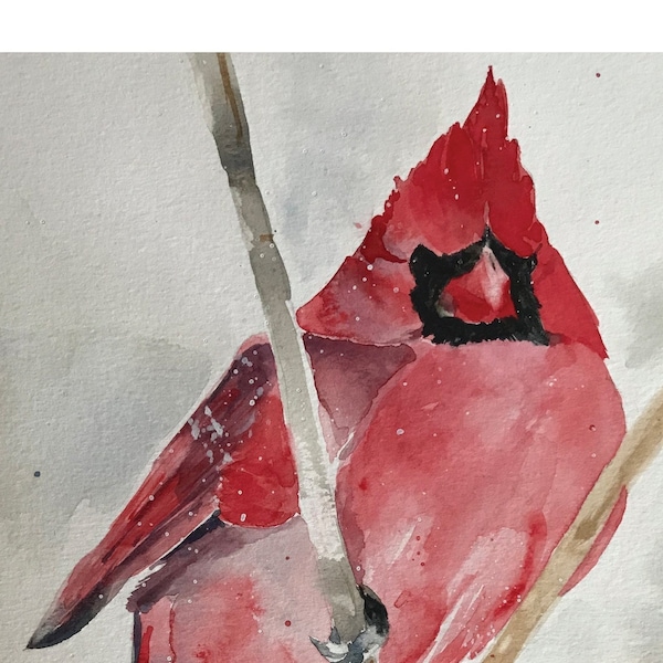 Cardinal Bird Original Watercolor Note Cards, 4.25x5.5 Blank Inside Cds, Bird Enthusiast Gift, Thank You Card, Greeting Card, with envelopes