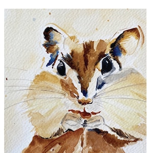 Original Painting Chipmunk Watercolor Note Card, Handmade Note Cards, 4.25x5.5, Blank Inside Card, Woodland Creature Squirrel, with envelope