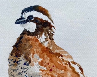 Original Bobwhite Quail Watercolor Painting, 8x10 inch, One of a Kind, Original Artwork, Signed by Artist