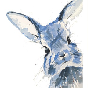 Personalized Original Watercolor Funny Rabbit Note Cards, 4.25x5.5, Blank Inside Cards, Personalized Greeting Cards, Bunny with envelopes