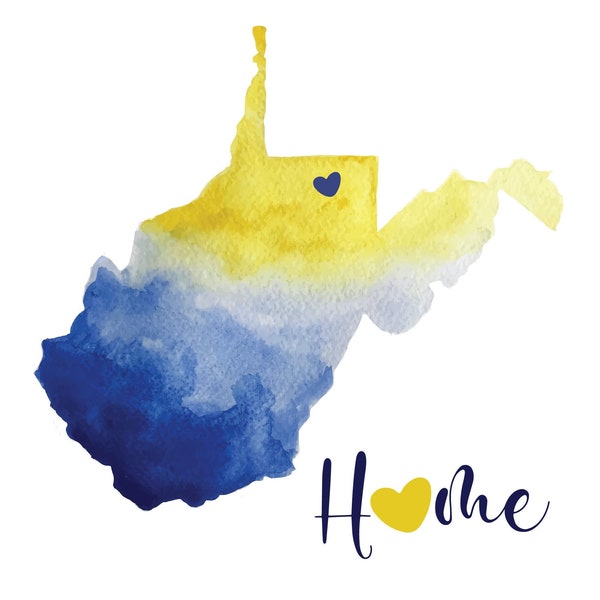 State of WV Watercolor Cards Set of 2, Select Your City and Bonus Home Card, 4.25x5.5 Blank Inside Cards, WVU Fan Cards, Note Cards with env