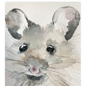 Original Mouse Watercolor Art Note Cards, 4.25x5.5 Size, Blank Inside Cards, Little Gray Mouse Card, Woodland Creature Cards, with envelopes