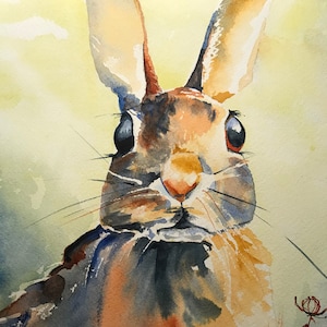 Original Watercolor Woodland Bunny Note Card, 4.25x5.5 Size Blank Inside, Encouragement Card, Gratitude and Greeting Card, with envelope
