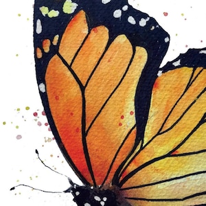 Monarch Butterfly Original Watercolor Art Note Card with Real Milkweed Seeds included, 4.25x5.5 Blank Inside, Greeting Card, with env