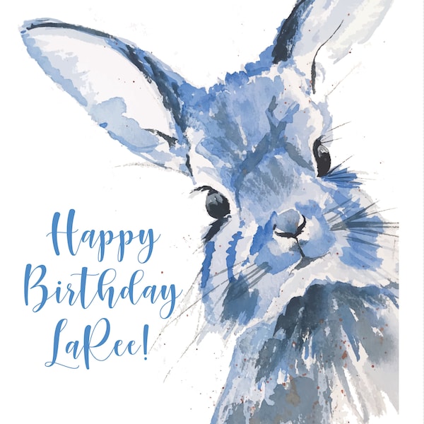 Personalized Original Watercolor Funny Rabbit Note Cards, 4.25x5.5, Blank Inside Cards, Personalized Greeting Cards, Bunny with envelopes