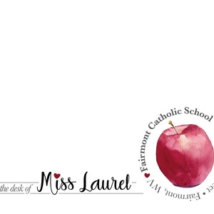 Back to School Teacher Personalized Note Card, Gift for Teacher, 4.25x5.5 Note Card Size, Blank Inside Card, Original Watercolor, with Envs