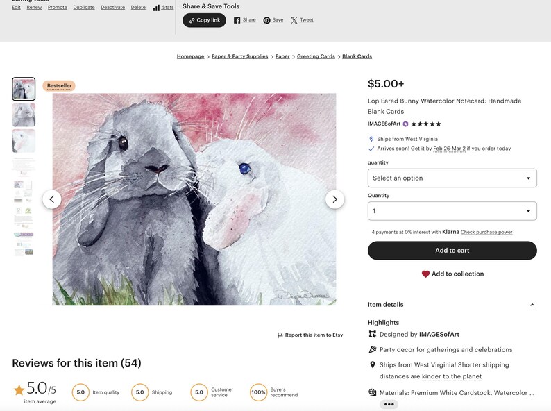 Op de afbeelding: Handgemaakte aquarel notecard met twee Franse hangoorkonijnen, &eacute;&eacute;n grijs en &eacute;&eacute;n wit, met roze accenten. Een charmante kaart voor diverse gelegenheden.