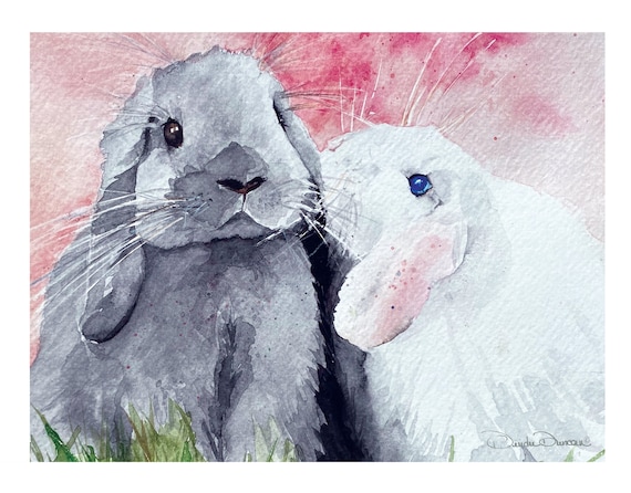Lop Eared Bunny Watercolor Notecard: Handmade Blank Cards
