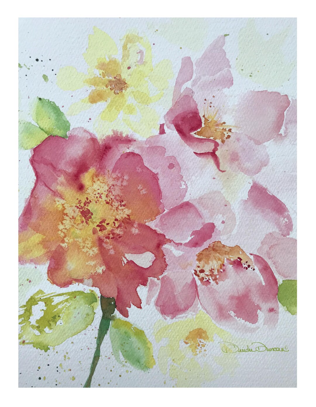 Watercolor Roses Note Cards: Handmade Floral Greeting Cards With ...