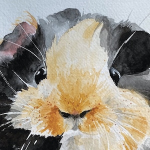 Guinea Pig Original Watercolor Note Card Guinea Pig Stationary Card, Small Pet Card, Blank Inside Card, 4.25x5.5 Handmade Card with envelope