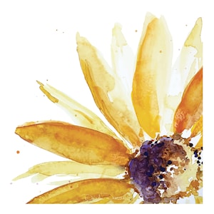 Sunflower Original Artwork Watercolor Note Card, 5x5 Blank Inside Card, Personal Invitation Card, Autumn Flower Note Card with envelopes