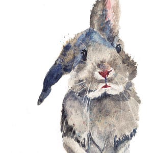 Gray Bunny Watercolor Note Card: Handmade Greeting Card with Envelope 5x7