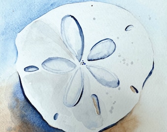 Sand Dollar Original Watercolor Note Cards, 4.25x5.5 Size, Blank Inside Cards, Invitation Cards, Handmade Greeting Cards with envelopes
