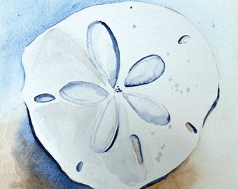 Sand Dollar Original Watercolor Note Cards, 4.25x5.5 Size, Blank Inside Cards, Invitation Cards, Handmade Greeting Cards with envelopes